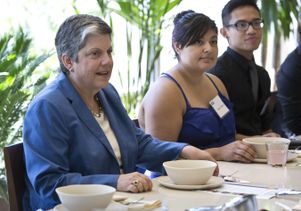 Janet Napolitano with Fiat Lux students