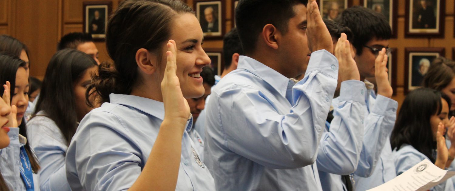 Members of a new class of JusticeCorps members were sworn in at the Los Angeles Superior Court on Sept. 9