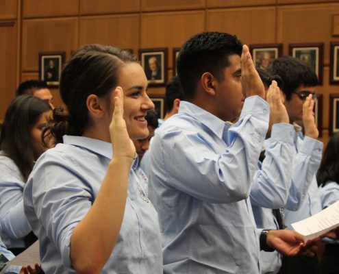 Members of a new class of JusticeCorps members were sworn in at the Los Angeles Superior Court on Sept. 9