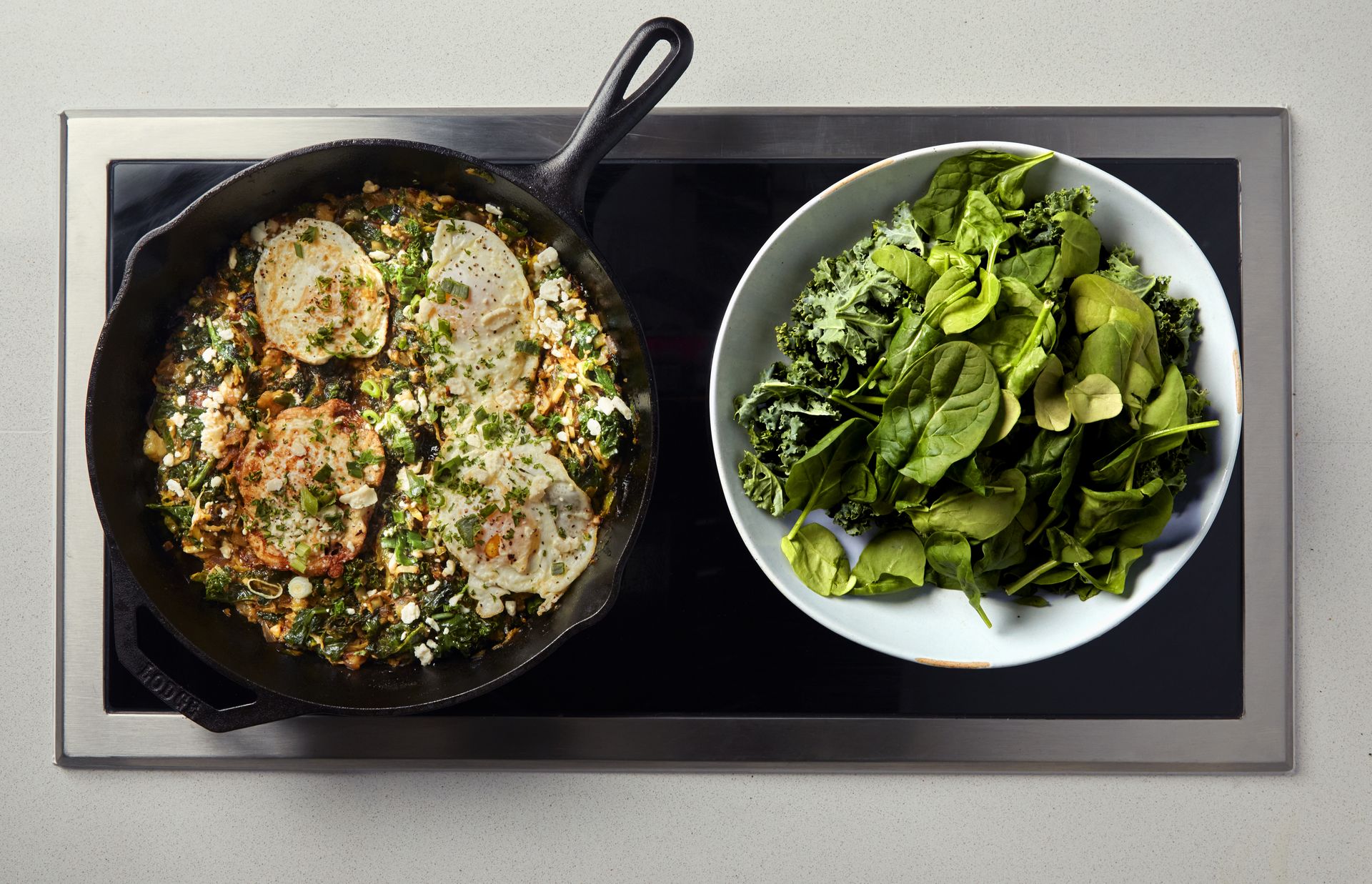 Bruin Plate's legendary green shakshuka — sheer yumminess in a skillet